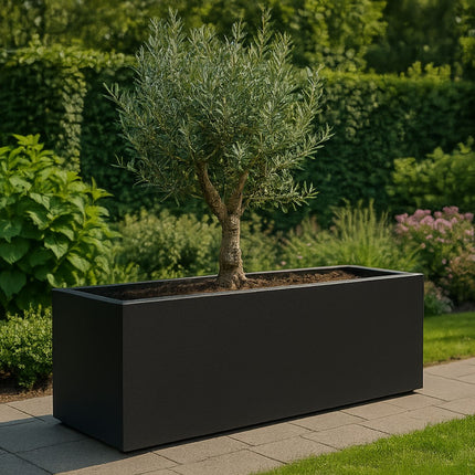 Polyester plantenbak 180x60x70 cm - Gitzwart (RAL 9005)