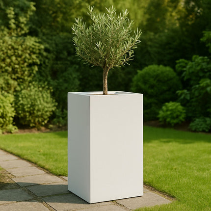 Polyester plantenbak 50x50x120 cm - Zuiver Wit (RAL 9010)