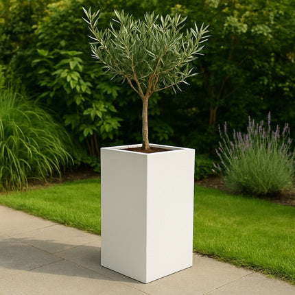 Polyester plantenbak 40x40x80 cm - Zuiver Wit (RAL 9010)