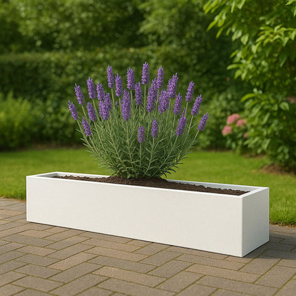 Polyester plantenbak 208x30x20 cm - Zuiver Wit (RAL 9010)