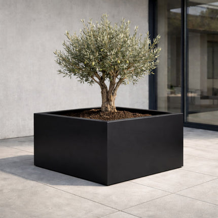 Vierkante aluminium plantenbak 100x100x60 cm - Gitzwart (RAL 9005)