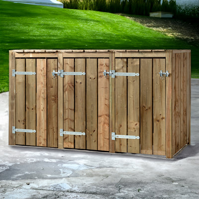 Cubrecontenedor de madera impregnada 3x 240 liter 205x88x119cm