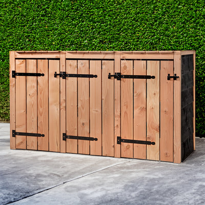 Cubrecontenedor de madera de Douglas negro 3x 240 liter 205x88x119cm
