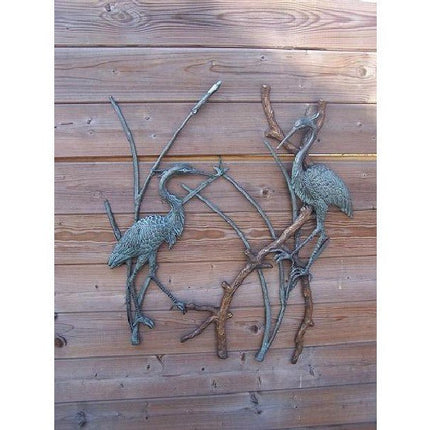 Bronzen beeld Reigers / muurdecoratie 72x3x60cm - Doika - Bronzen beeld - Doika - 5410807004142 - HW0414BR-V