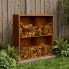 Cortenstalen houtopslag met 4 Vakken met achterwand 150x38,5x150 cm - Doika - Houtopslag - Geroba -  - EguraDC41AW