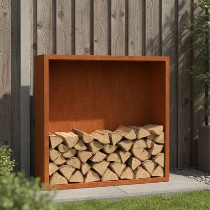 Cortenstalen houtopslag met achterwand 150x38,5x150 cm - Doika - Houtopslag - Geroba -  - EguraAWC4