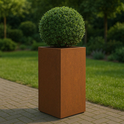Hoge cortenstalen plantenbak met bodem 50x50x100 cm - Doika - Plantenbak - Geroba -  - ArtesaB4