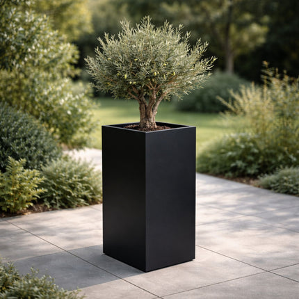 Hoge aluminium plantenbak 40x40x80 cm - Gitzwart (RAL 9005)