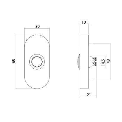 Intersteel Deurbel ovaal 65x30x10mm verdekt PVD messing getrommeld - Doika - Deurbellen - Intersteel - 8714186653685 - 11,399,026