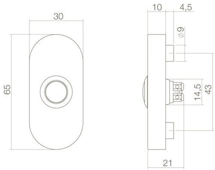 Intersteel Deurbel ovaal verdekt 65x30x10 rvs/mat zwart - Doika - Deurbellen - Intersteel - 8714186400814 - 23,399,026