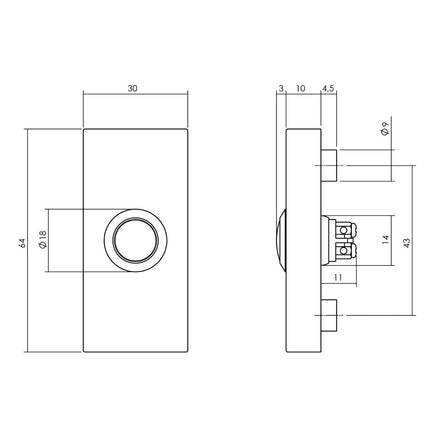 Intersteel Deurbel rechthoekig 65x30x10 mm verdekt rvs / zwart - Doika - Deurbellen - Intersteel - 8714186498637 - 23,399,038