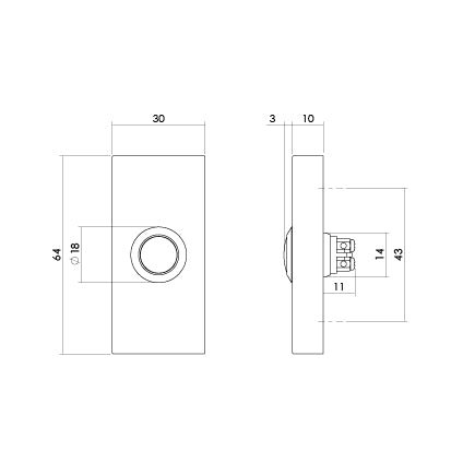 Intersteel Deurbel rechthoekig 65x30x10mm verdekt PVD messingkleur - Doika - Deurbellen - Intersteel - 8714186676004 - 13,399,038