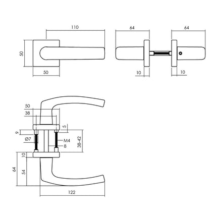 Intersteel Deurbeslag set toiletslot 63/8mm zwart met deurkruk Denham en WC - sluiting zwart - Doika - Deurbeslag sets - Intersteel - 8714186634684 - 23,005,999