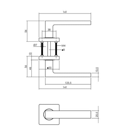 Intersteel Deurbeslag set toiletslot 63/8mm zwart met deurkruk Hera en WC - sluiting antraciet grijs - Doika - Deurbeslag sets - Intersteel - 8714186634905 - 29,171,399