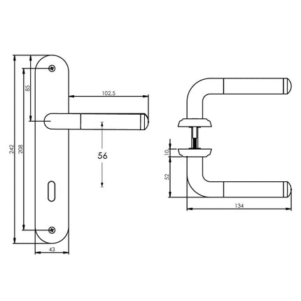 Intersteel Deurkruk Agatha op schild sleutelgat 56 mm chroom - Doika - Deurkrukken op schild - Intersteel - 8714186174906 - 16,168,324