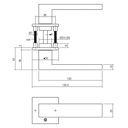 Intersteel Deurkruk Amsterdam op vierkante rozet 50x50x5 mm mat zwart - Doika - Deurkrukken op rozet - Intersteel - 8714186572009 - 23,092,302