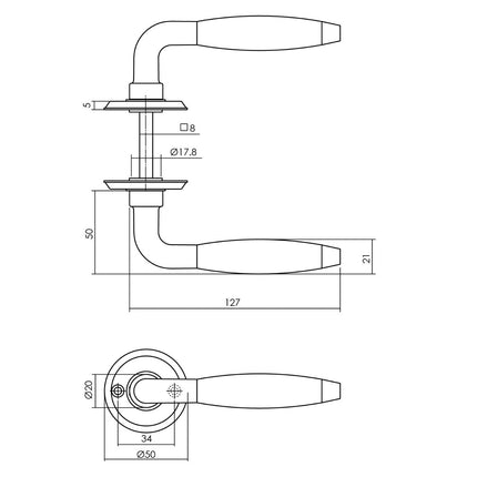 Intersteel Deurkruk Antonnet met rozet ø50x5mm schroefgat mat nikkel - Doika - Deurkrukken op rozet - Intersteel - 8714186489093 - 19,042,102