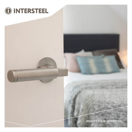 Intersteel Deurkruk Bau - stil op rond magneet rozet rvs geborsteld - Doika - Deurkrukken op rozet - Intersteel - 8714186444412 - 35,183,902