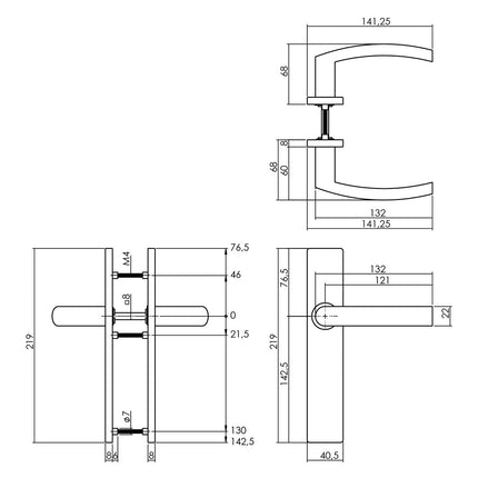 Intersteel Deurkruk Blok op rechthoekig schild blind rvs geborsteld - Doika - Deurkrukken op schild - Intersteel - 8714186187241 - 35,132,711