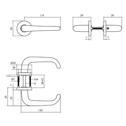 Intersteel Deurkruk Cue op rozet ø50x7 mm aluminium zwart - Doika - Deurkrukken op rozet - Intersteel - 8714186505274 - 23,005,602