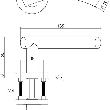 Intersteel Deurkruk Gebogen op rozet met 7 mm nok rvs geborsteld - Doika - Deurkrukken op rozet - Intersteel - 8714186129838 - 35,127,402