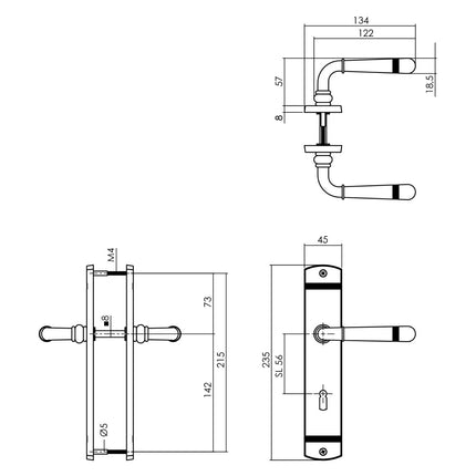 Intersteel Deurkruk Helena op schild 230x44 mm sleutelgat 56 mm zwart - Doika - Deurkrukken op schild - Intersteel - 8714186568149 - 23,170,524