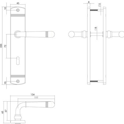 Intersteel Deurkruk Helena op schild sleutelgat 72 mm messing gelakt - Doika - Deurkrukken op schild - Intersteel - 8714186272305 - 13,170,526