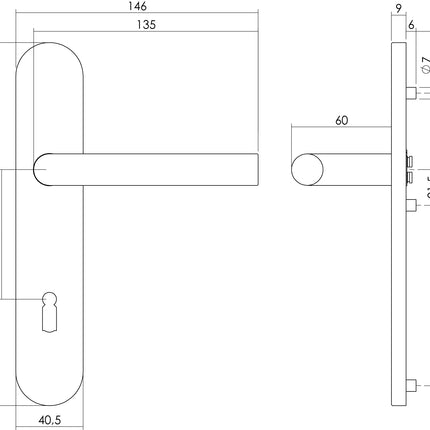 Intersteel Deurkruk Hoek 90° op op schild sleutelgat 72 mm rvs geborsteld - Doika - Deurkrukken op schild - Intersteel - 8714186179604 - 35,129,726