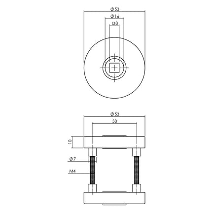 Intersteel Deurkruk Jura op ronde massieve rozet ø53x10 mm rvs zwart achterdeurbeslag - Doika - Achterdeurbeslag op rozet - Intersteel - 8714186540053 - 23,405,710