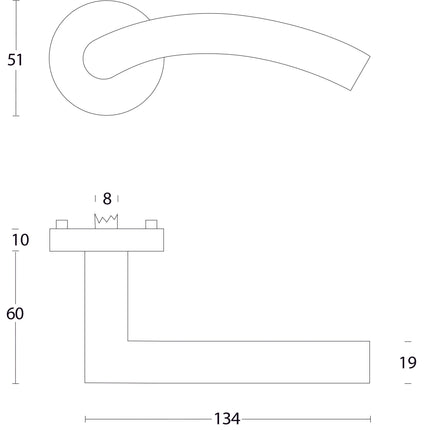 Intersteel Deurkruk Lisa 90° met rozet rvs geborsteld - Doika - Deurkrukken op rozet - Intersteel - 8714186422618 - 35,195,402