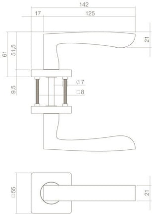 Intersteel Deurkruk Minos op vierkant rozet mat zwart - Doika - Deurkrukken op rozet - Intersteel - 8714186408704 - 23,171,202