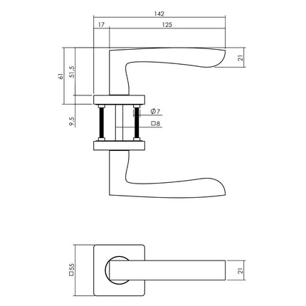 Intersteel Deurkruk Minos op vierkante rozet 55x55x10 mm antracietgrijs - Doika - Deurkrukken op rozet - Intersteel - 8714186539392 - 29,171,202