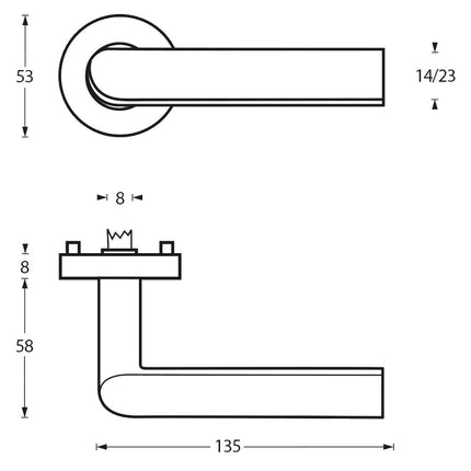 Intersteel Deurkruk Ovale Hoek 90° op rozet rvs geborsteld - Doika - Deurkrukken op rozet - Intersteel - 8714186129753 - 35,127,302