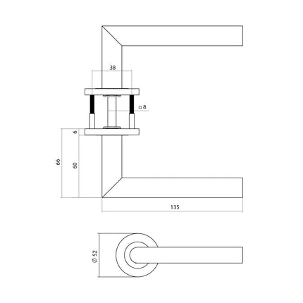 Intersteel Deurkruk Q 01 op rozet verdekt ø52x6mm PVD brons - Doika - Deurkrukken op rozet - Intersteel - 8714186694930 - 1,343,102,102