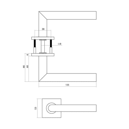 Intersteel Deurkruk Q 04 op rozet verdekt 53x53x6mm PVD messing mat - Doika - Deurkrukken op rozet - Intersteel - 8714186695364 - 1,314,103,402