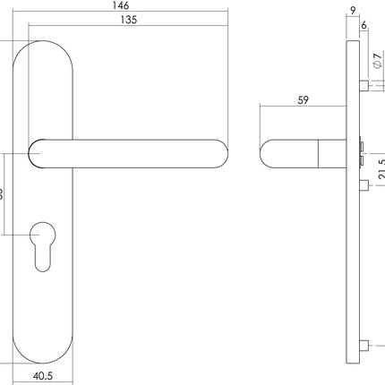 Intersteel Deurkruk Rond op op schild profielcilindergat 55 mm rvs geborsteld - Doika - Deurkrukken op schild - Intersteel - 8714186177204 - 35,129,529