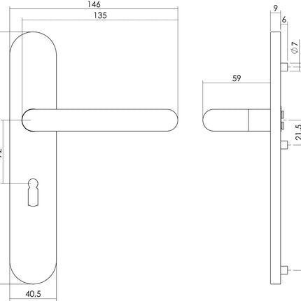 Intersteel Deurkruk Rond op schild sleutelgat 72 mm rvs geborsteld - Doika - Deurkrukken op schild - Intersteel - 8714186176191 - 35,129,526