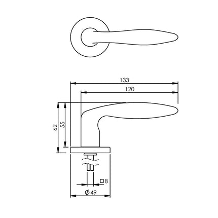 Intersteel Deurkruk Sigaar op rozet nikkel mat - Doika - Deurkrukken op rozet - Intersteel - 8714186068557 - 19,019,902