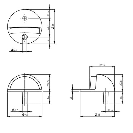 Intersteel Deurstop rond model mat zwart - Doika - Deurstoppers - Intersteel - 8714186179390 - 23,442,020