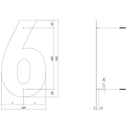 Intersteel Huisnummer 6 XXL hoogte 50 cm rvs/mat zwart - Doika - Huisnummer - Intersteel - 8714186503430 - 23,402,126