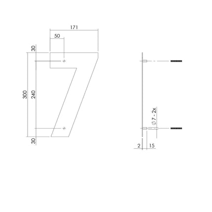 Intersteel Huisnummer 7 XL hoogte 30 cm rvs/mat zwart - Doika - Huisnummer - Intersteel - 8714186503348 - 23,402,117