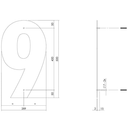 Intersteel Huisnummer 9 XXL hoogte 50 cm rvs geborsteld - Doika - Huisnummer - Intersteel - 8714186503263 - 35,402,129