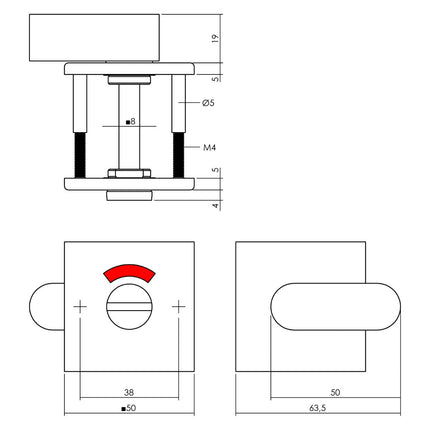 Intersteel Intersteel Rozet toilet - /badkamersluiting vierkant rvs mat zwart - Doika - Rozetten - Intersteel - 8714186635544 - 23,343,360