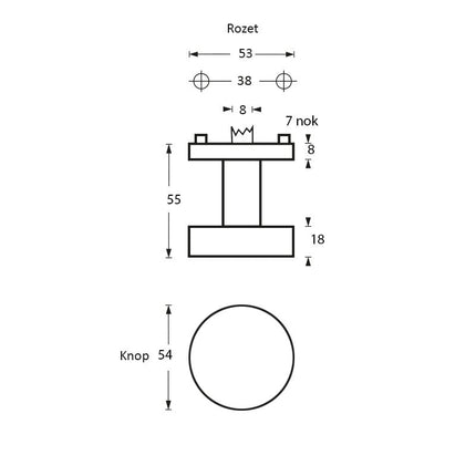 Intersteel Knop op rond rvs geborsteld - Doika - Voordeurknoppen - Intersteel - 8714186132319 - 35,224,611