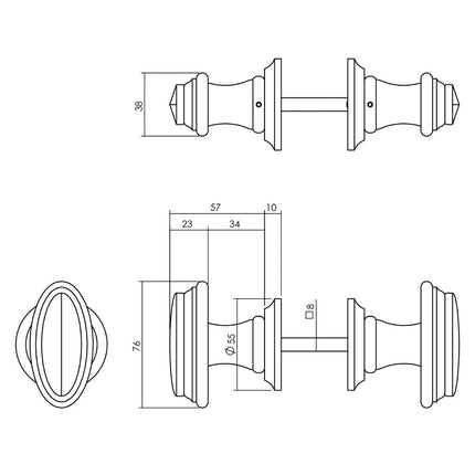 Intersteel Knopkruk rand met rozet hout - Doika - Knopkrukken - Intersteel - 8714186540411 - 92,184,602