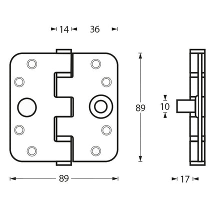 Intersteel Kogellagerscharnier afgerond tot 80 kilo rvs geborsteld - Doika - Scharnieren - Intersteel - 8714186112687 - 35,462,541