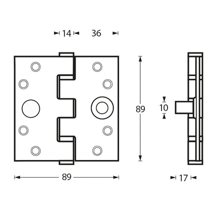 Intersteel Kogellagerscharnier recht tot 80 kilo rvs geborsteld - Doika - Scharnieren - Intersteel - 8714186112670 - 35,462,511