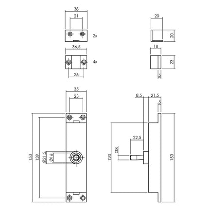 Intersteel Kruk - espagnolet links Hoek 90° met stangenset 2x 1245 mm rvs geborsteld - Doika - Deurespagnoletten - Intersteel - 8714186540534 - 0035.562046B