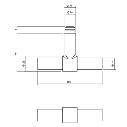 Intersteel Kruk - espagnolet links T - recht met stangenset 2 X 1245 mm zwart - Doika - Deurespagnoletten - Intersteel - 8714186554517 - 0023.562048B