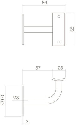 Intersteel Leuninghouder vlak zadel rvs geborsteld - Doika - Leuninghouders - Intersteel - 8714186122228 - 35,730,061